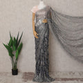 Midnight Blue Premium French Metallic Chantilly Lace Saree Fabric with Stone Work – 5.5 Meters Length & 110 Cms Width – Imported from France-D22937 - Regal Fabrics