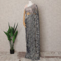 Midnight Blue Premium French Metallic Chantilly Lace Saree Fabric with Stone Work – 5.5 Meters Length & 110 Cms Width – Imported from France-D22937 - Regal Fabrics