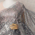 Midnight Blue Premium French Metallic Chantilly Lace Saree Fabric with Stone Work – 5.5 Meters Length & 110 Cms Width – Imported from France-D22937 - Regal Fabrics