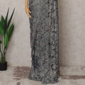Midnight Blue Premium French Metallic Chantilly Lace Saree Fabric with Stone Work – 5.5 Meters Length & 110 Cms Width – Imported from France-D22937 - Regal Fabrics