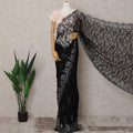 Black Premium French Chantilly Lace Saree Fabric with Stone Work – 5.5 Meters Length & 110 Cms Width – Imported from France-D22938