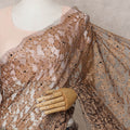 Brown Premium French 2-Tone Chantilly Lace Saree Fabric with Stone Work – 5.5 Meters Length & 110 Cms Width – Imported from France-D22943