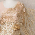 Caramel Gold Premium French 2-Tone Chantilly Lace Saree Fabric with Stone Work – 5.5 Meters Length & 110 Cms Width – Imported from France-D22950