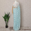 Ice Blue Premium French 2-Tone Chantilly Lace Saree Fabric with Stone Work – 5.5 Meters Length & 110 Cms Width – Imported from France-D22953