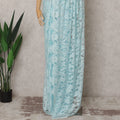 Ice Blue Premium French 2-Tone Chantilly Lace Saree Fabric with Stone Work – 5.5 Meters Length & 110 Cms Width – Imported from France-D22953