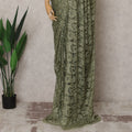 Olive Green Premium French Chantilly Lace Saree Fabric with Stone Work – 5.5 Meters Length & 110 Cms Width – Imported from France-D22954