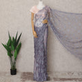Lavender Grey Premium French 2-Tone Chantilly Lace Saree Fabric with Stone Work – 5.5 Meters Length & 110 Cms Width – Imported from France-D22956