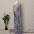 Lavender Grey Premium French 2-Tone Chantilly Lace Saree Fabric with Stone Work – 5.5 Meters Length & 110 Cms Width – Imported from France-D22956