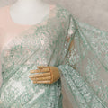 Mint Green Premium French Metallic Chantilly Lace Saree Fabric – 5.5 Meters Length & 110 Cms Width – Imported from France-D22958