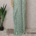 Mint Green Premium French Metallic Chantilly Lace Saree Fabric – 5.5 Meters Length & 110 Cms Width – Imported from France-D22958