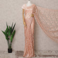 Peach Premium French Metallic Chantilly Lace Saree Fabric – 5.5 Meters Length & 110 Cms Width – Imported from France-D22959
