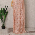 Peach Premium French Metallic Chantilly Lace Saree Fabric – 5.5 Meters Length & 110 Cms Width – Imported from France-D22959