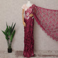 Wine Red Premium French 2-Tone Chantilly Lace Saree Fabric – 5.5 Meters Length & 110 Cms Width – Imported from France-D22963