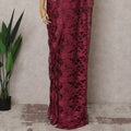 Wine Red Premium French 2-Tone Chantilly Lace Saree Fabric – 5.5 Meters Length & 110 Cms Width – Imported from France-D22963