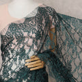 Bottle Green Premium French 2-Tone Chantilly Lace Saree Fabric – 5.5 Meters Length & 110 Cms Width – Imported from France-D22965