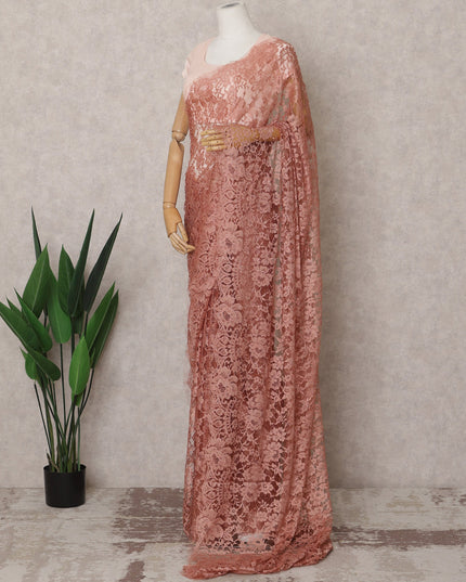 Dusty Rose Premium French 2-Tone Chantilly Saree Lace – 5.5 Meters Length & 110 Cms Width – Made in France-D22966