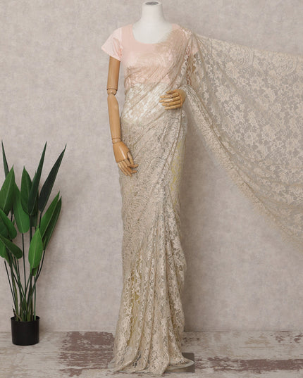 Champagne Beige Premium French 2-Tone Chantilly Saree Lace – 5.5 Meters Length & 110 Cms Width – Made in France-D22968