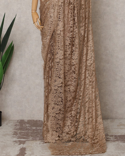 Copper Brown Premium French 2-Tone Chantilly Saree Lace – 5.5 Meters Length & 110 Cms Width – Made in France-D22969