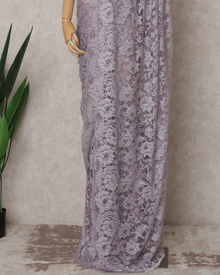 ساري فرنسي فاخر بلون رمادي أرجواني من قماش شانتيلي ثنائي اللون - طول 5.5 متر وعرض 110 سم - صنع في فرنسا - D22970