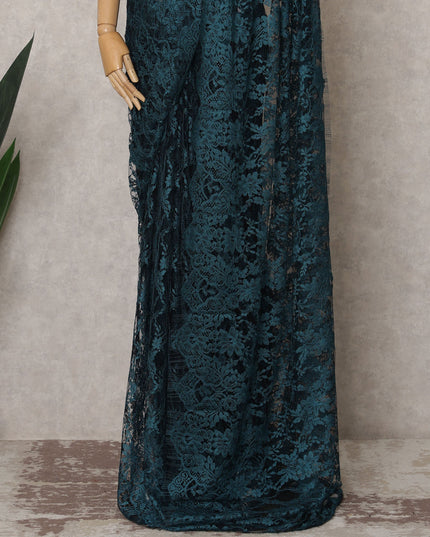 Teal Blue Premium French 2-Tone Chantilly Saree Lace – 5.5 Mtrs Length & 110 Cms Width – Made in France-D22971