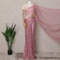 Dusty Rose Pink Premium French 2-Tone Chantilly Saree Lace – 5.5 Mtrs Length & 110 Cms Width – Made in France-D22974