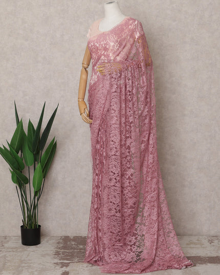 Dusty Rose Pink Premium French 2-Tone Chantilly Saree Lace – 5.5 Mtrs Length & 110 Cms Width – Made in France-D22974