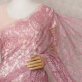 Dusty Rose Pink Premium French 2-Tone Chantilly Saree Lace – 5.5 Mtrs Length & 110 Cms Width – Made in France-D22974