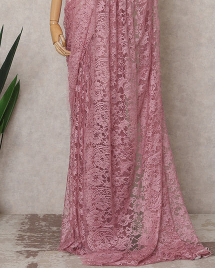 Dusty Rose Pink Premium French 2-Tone Chantilly Saree Lace – 5.5 Mtrs Length & 110 Cms Width – Made in France-D22974
