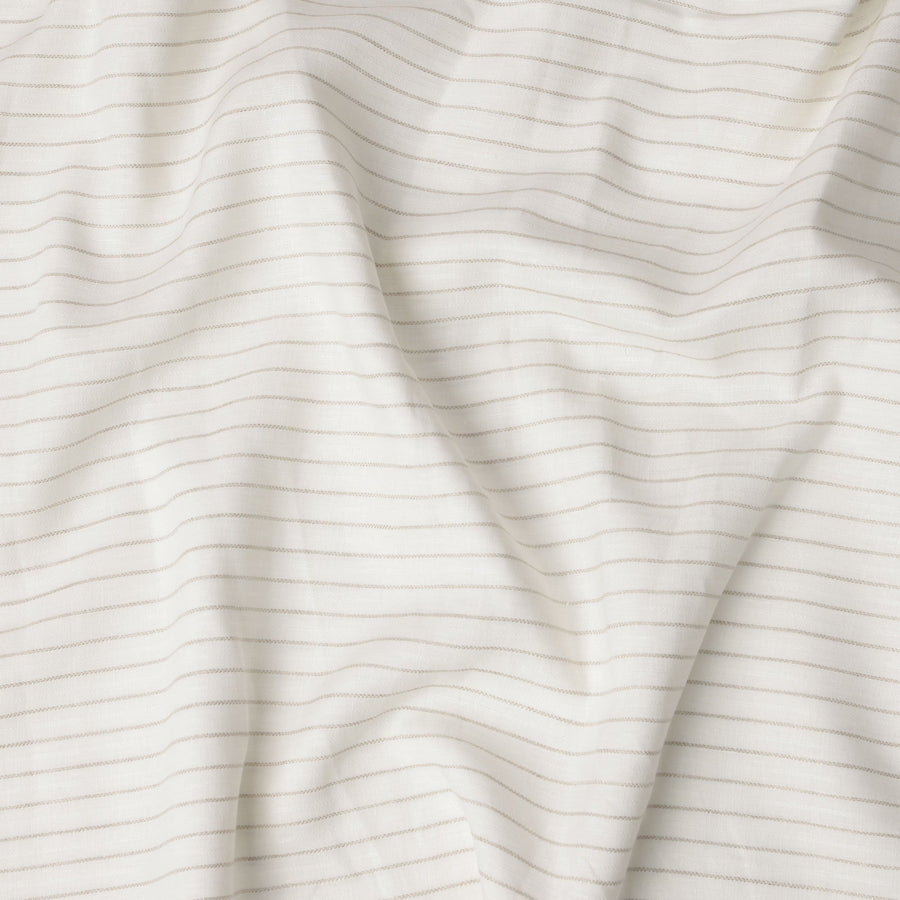 Off White Wavy Stripe Pure Thick Linen Yarn Dyed Fabric, 150 Cms Width, Made in India-D23089 Regal Fabrics