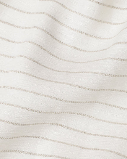 Off White Wavy Stripe Pure Thick Linen Yarn Dyed Fabric, 150 Cms Width, Made in India-D23089 Regal Fabrics