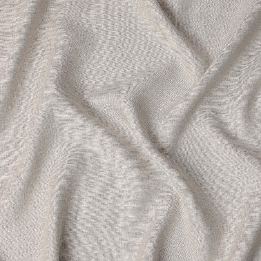 Ivory Beige Herringbone Pure Linen 60 Lea Quality Fabric, 150 Cms Width, Made in India-D23092