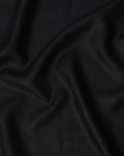 Jet Black Solid Pure Linen 60 Lea Quality Fabric, 150 Cms Width, Made in India-D23093