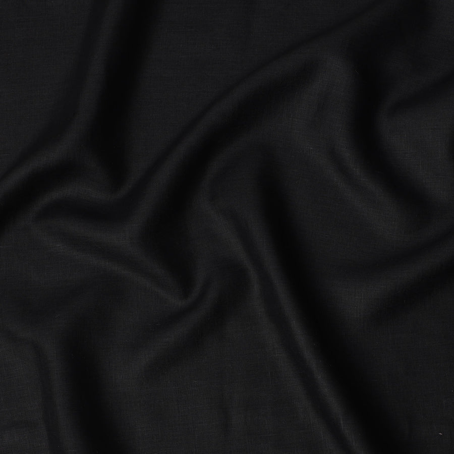 Jet Black Solid Pure Linen 60 Lea Quality Fabric, 150 Cms Width, Made in India-D23093