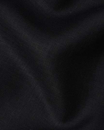 Jet Black Solid Pure Linen 60 Lea Quality Fabric, 150 Cms Width, Made in India-D23093