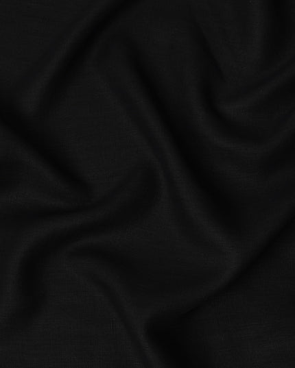 Jet Black Solid Premium Pure Linen Yarn Dyed Fabric 60 Lea Quality, 150 Cms Width, Made in India-D23113