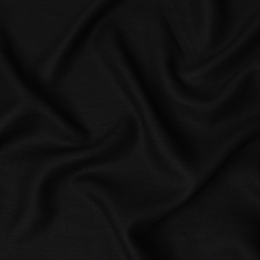 Jet Black Solid Premium Pure Linen Yarn Dyed Fabric 60 Lea Quality, 150 Cms Width, Made in India-D23113