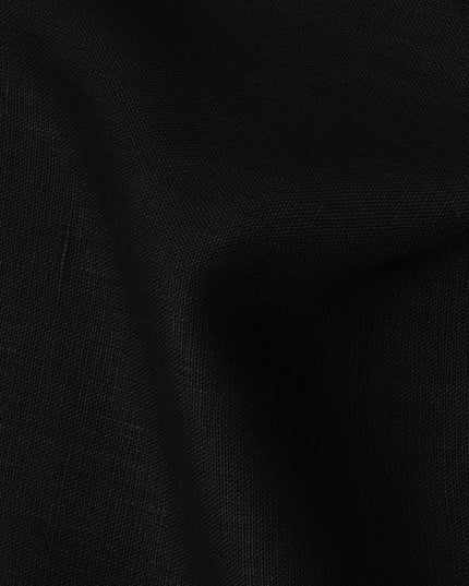 Jet Black Solid Premium Pure Linen Yarn Dyed Fabric 60 Lea Quality, 150 Cms Width, Made in India-D23113