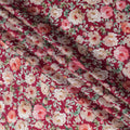 Maroon Floral Printed Synthetic Modal Satin Fabric with Rose Motifs, 110 Cms Width, Made in India-D23119