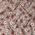 Dusty Brown Floral Printed Synthetic Modal Satin Fabric with Botanical Motifs, 110 Cms Width, Made in India-D23121
