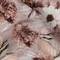 Dusty Brown Floral Printed Synthetic Modal Satin Fabric with Botanical Motifs, 110 Cms Width, Made in India-D23121