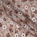 Dusty Brown Floral Printed Synthetic Modal Satin Fabric with Botanical Motifs, 110 Cms Width, Made in India-D23121