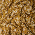 Mustard Gold Abstract Floral Printed Synthetic Modal Satin Fabric with Hand-Painted Look, 110 Cms Width, Made in India-D23123