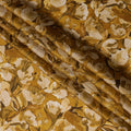 Mustard Gold Abstract Floral Printed Synthetic Modal Satin Fabric with Hand-Painted Look, 110 Cms Width, Made in India-D23123