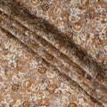 Beige Brown Vintage Floral Printed Synthetic Modal Satin Fabric with Antique Bloom Pattern, 110 Cms Width, Made in India-D23124