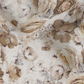 Ivory Beige Rose Vintage Floral Printed Synthetic Modal Satin Fabric, 110 Cms Width, Made in India-D23129
