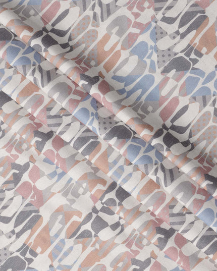 قماش كتان ممزوج بطباعة تجريدية متعددة الألوان، تصميم تمويه معاصر، عرض 140 سم، صنع في الهند - D23218