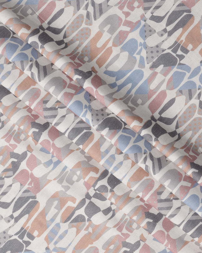 قماش كتان ممزوج بطباعة تجريدية متعددة الألوان، تصميم تمويه معاصر، عرض 140 سم، صنع في الهند - D23218