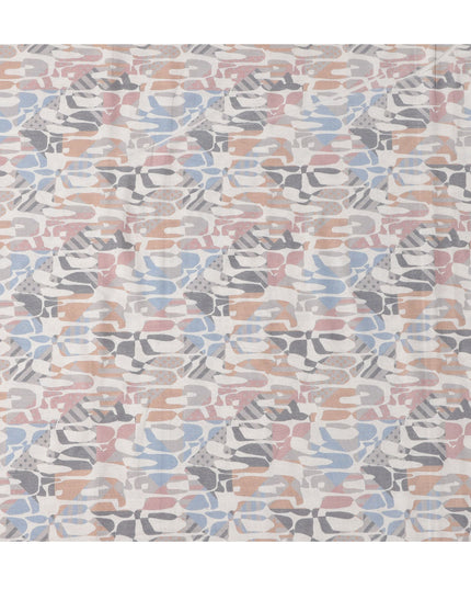 قماش كتان ممزوج بطباعة تجريدية متعددة الألوان، تصميم تمويه معاصر، عرض 140 سم، صنع في الهند - D23218