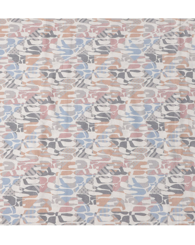 قماش كتان ممزوج بطباعة تجريدية متعددة الألوان، تصميم تمويه معاصر، عرض 140 سم، صنع في الهند - D23218