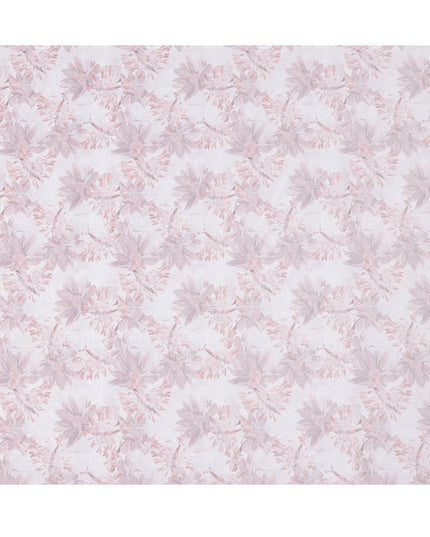 قماش كتان مخلوط بطبعة زهور وردية ناعمة، تصميم نباتي رقيق، عرض 140 سم، صنع في الهند - D23219